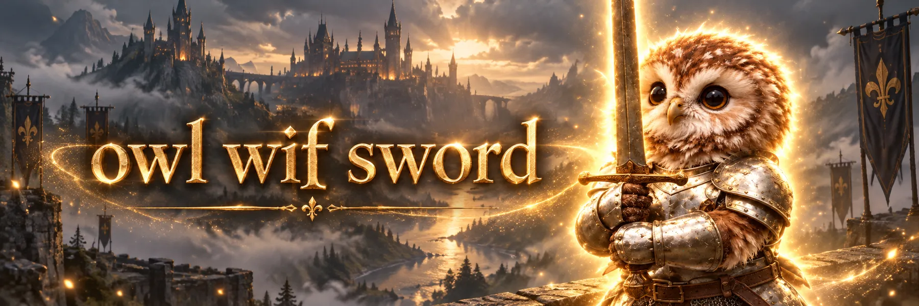 owl wif sword banner